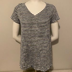 Womens Size XS Oversized Striped Tee Navy Blue